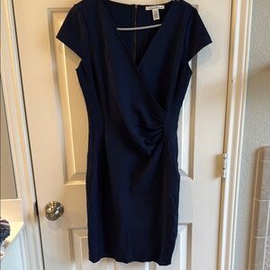 Kenneth Cole New York Blue Ruched Wrap Mini Dress